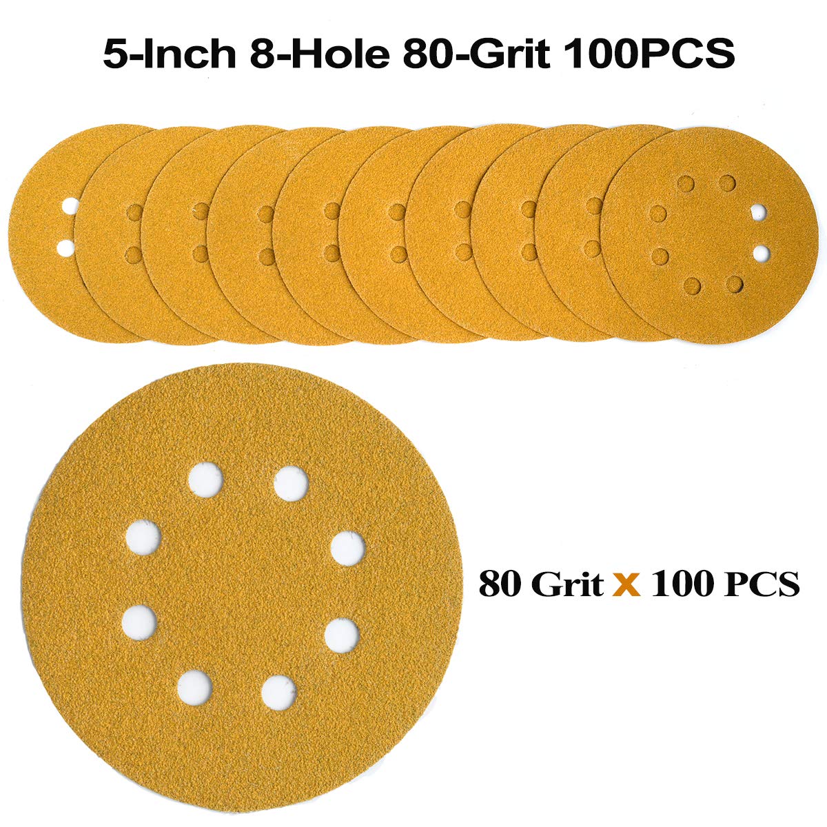 5 Inch 80 Grit Hook and Loop S - Random Orbital Sander recension och pris